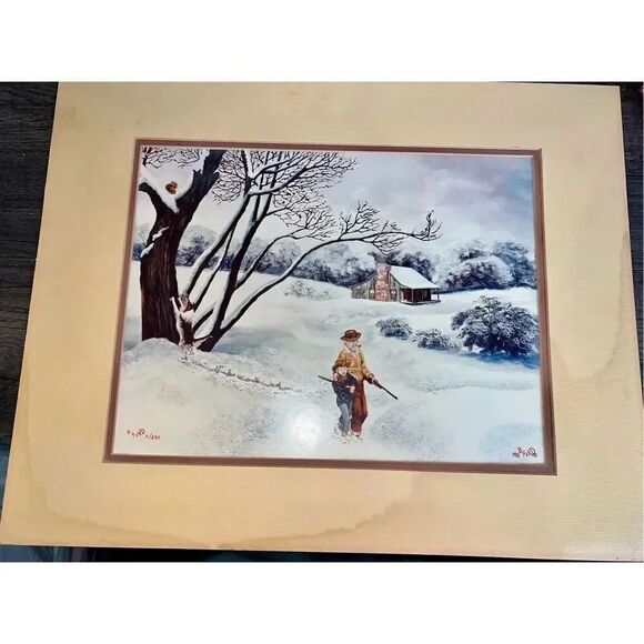 Vintage 1981 B Herd “First Hunt” Edition 6/250 Signed Painting with Authenticati - Picture 5 of 10